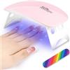 URAQT Professionale Lampada UV LED Unghie, con Lima Unghie, Rosa Chiaro | Mini lampada per unghie portatile UV a forma di topo, Asciuga Smalto Gel Unghie, Nail Lamp per Uso Domestico e Viaggiare