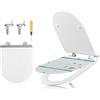SONGMICS Sedile WC a Forma di D, Facile da Montare, Chiusura Rallentata | Copriwater, Asse WC Universale, Urea-duroplast, Regge 300 kg, Maniglia, Sgancio Rapido, Bianco, Collezione BEKIN BTL104WZ01
