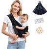 Sanilinwild Marsupio per neonati e bambini, ergonomico, comodo e leggero, per 3,2-20 kg, facile da indossare, ideale per genitori a mani libere, supporto lombare migliorato (nero)
