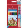 Faber-Castell 110312 Matita Colorata, 12 Pezzi | Matite colorate infrangibili, con 3 matite bicolori e temperino inclusi, per la scuola, gli hobby e la vita quotidiana