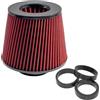 Simoni Racing FSR/UA Filtro Aria Biconico Elicoidale Universale in Cotone Rosso Lavabile, Ingresso 77 mm con 3 Adattatori 60-65-70 mm, Altezza 155 mm, Calotta Cromata, per Aspirazione Diretta
