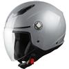 Generico Casco M P H Moto Demi Jet Scooter Star Grigio Lucido Visiera Lunga Grey glossy per Moto Scooter