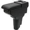 KAERGK Bracciolo Auto Compatibile con Fiat 500 | Vano Portaoggetti a Doppio Strato, 4 Porte USB + 2 Porte USB-C, con Portabicchieri, Facile da Montare, Linea Nera