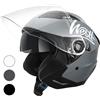 Westt casco jet doppia visiera casco moto omologato ECE 22.06 donna e uomo | casco scooter con occhiali da sole per motociclette, scooter, skateboard elettrici e ciclomotori nero opaco grigio bianco