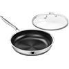 Innerwell Padella antiaderente da 26 cm con coperchio, in acciaio inox ibrido a 3 strati, rivestimento in ceramica al titanio, adatta per cottura a induzione, adatta al forno, senza PFAS/PFOA/PTFE