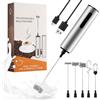 Probuk Montalatte Elettrico Ricaricabile Type-C, Frullino Montalatte con 5 Accessori Inox e 3 Velocità, Schiumalatte Senza Fili per Caffè, Cappuccino, Uova e Salse