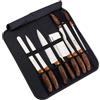 Corredocasa Set 9 Pezzi Coltelli da Cucina Professionali in Acciaio Inox con Custodia - Set Coltello Chef, Mannaia, Forchettone, Affilacoltelli e Lame per Carne, Pane, Disosso - Manico Ergonomico Effetto Legno