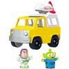 Fisher-Price Little People Disney Pixar Toy Story Pizza Planet Truck | Veicolo con Buzz Lightyear & Alien Figure, Gioco di fingere ispirato al film, abilità motorie, bambini dai 18 mesi in su