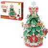 PUREMIND Snoopy PEANUTS Albero di Natale Puzzle 3D in Legno, Kit DIY | Licenza ufficiale, montaggio senza colla, scena natalizia, modello decorativo da mensola o scrivania, regalo Snoopy