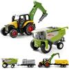 LTFIOON 2 Pezzi Trattore Giocattolo, Mini Fattoria Trattore Giocattolo Set | Mini Trattore con Braccio Escavatore & Mietitrebbiatrice - Giocattolo Agricolo Regalo per Bambini e Bambine