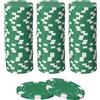 QUARKZMAN Fiche da Poker 11,5 Grammi 60 Pezzi a Righe in Plastica Verde | In Blocco, Bianche Opache, Gettoni da Gioco Professionali, Accessori per Feste in Casa e Giochi di Carte