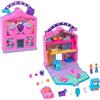 Polly Pocket Pollyville Fresh Market Bambole & Playset, cibo giocattolo con 2 micro bambole, 12 accessori tra cui auto giocattolo e animale domestico