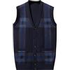 Bauzuoyo Gilet da uomo per il tempo libero, senza maniche, con bottoni, in lana, con scollo a V, comodo maglione, da uomo, a quadri, in misto lana, per il tempo libero