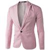 Runyue Slim Fit Uomo Casual One Button Elegante Vestito di Affari Cappotto Giacca Blazers Rosa S