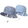 GEMVIE-Cappello da Pescatore Blu Bambini 3 Mesi- 8 Anni Stampa Modello Animali Azzurro Cappello da Sole Anti-UV Pieghevole in Cotone Berretto Cappelli da Esterno