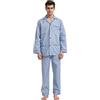 GLOBAL Pigiama Uomo 100% Cotone, Set Biancheria da Notte Lungo Traspirante | Due pezzi leggero adatto tutto l'anno, Camicia con tasche, coulisse pantalone, tessuto confortevole per il riposo notturno