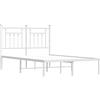 KTHLBRH Giroletto in Acciaio Bianco 135x190 cm | Base letto con testiera, spazio sotto per contenitori, doghe metalliche, supporto schiena