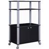 SOARS Carrello da Cucina per Microonde con 4 Ruote Flessibili, Nero | Mobile da Cucina Multifunzionale con 2 Ante, 3 Piani, Scaffale, 60 x 40 x 98 cm