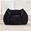 ZKLOEP Pouf gigante, divano da pavimento in pelliccia sintetica con cuscino, grande, confortevole, per adulti e bambini, per soggiorno, camera da letto, appartamento, nero