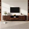 MOHUANG Mobile TV 180 x 40 x 50 cm, in MDF, con ante scorrevoli, cassetto, scomparti aperti, porta a tapparelle, effetto retrò scanalato, per TV da 75 pollici, noce