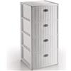 Siehe Beschreibung Armadietto con 4 cassetti effetto rattan bianco - Cassettiera in rattan per mobili in plastica