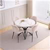HJhomeheart 100CM Girare Set tavolo e sedie sala da pranzo,4 Sedie Beige | Velluto Teddy, Motiv righe verticali, struttura metallica,MDF, piedini antiscivolo, per sala da pranzo , Marmorizzato (Nero)