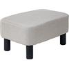 IBUYKE Piccolo Pouf Poggiapiedi, Tessuto di Lino, Tinta Unita RF-BD213 | 42 x 29 x 23cm, Rettangolare Sgabello con Sedile Imbottito e Gambe in Legno, Pouf Ottomano Per Soggiorno Camera da Letto