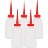 HOMSFOU Set 5 Pezzi Bottiglie Dosatrici Olio 250ml in Plastica Beccuccio Lungo Rosso per Oliatore Macchina da Cucire e Ricamo, Accessorio Ergonomico per Progetti di Cucito