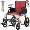 VOCIC U12 Sedia a Rotelle Pieghevole Ergonomica Regolabile | Carrozzina per disabili 13KG fino a 136KG,maniglie e braccioli regolabili,doppio freno,30CM ruote,alluminio stretta|Rosso