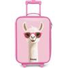 NoBoringSuitcases.com NoBoringSuitcases© Valigia Rosa Per Bambini Compatto Bagaglio Ultraleggero | 48x31x19 cm - Trolley A Mano Rigidi LED Ruote Valigie Neonato - Ragazze - Llama - Bianco - Ciglia