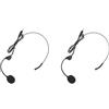Generic 2 set di microfono omnidirezionale con archetto per orecchio da 3,5 mm ad angolo retto, nero