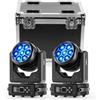 FODEXAZY 4 PCS Teste Mobili 280W Luci Palco Discoteca con DMX512,Proiettore LED RGBW Fuoco Elettronico,Effetti Wash Beam Vortex Caleidoscopio,LED Moving Head per Natale DJ Bar Discoteca Feste Matrimoni