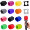 Piacolnic Set da 14 con 12 Copri Microfono, Spugna Microfono Colorata e 2 Custodie in Silicone, Antivento per Microfono e Protezione Antipop per Microfoni a Mano, KTV, Palco e Sale Conferenze