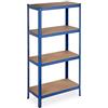 Relaxdays Scaffale in Metallo, 280 kg capacità di Carico, 157x80x41 cm, Scaffalatura Alta Portata con 4 Ripiani, Blu