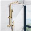 BAOCHADA Set doccia con doccetta con soffione girevole a 360 gradi e rivestimento doccia, colore oro spazzolato, montaggio a parete, 31,5 x 22 cm, asta regolabile e soffione