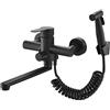 ZPSPZ rubinetto da parete per cucina,Rubinetto per cucina a muro, Rubinetto da cucina con pistola girevole a 360°(Nero)