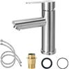 Minnhua Rubinetto Bagno Lavabo Rubinetto Lavabo Monocomando Argento | Rubinetto Bagno Rubinetto per Lavabo Alto in Acciaio Inossidabile 304 Miscelatore Lavabo Bagno per Acqua Calda e Fredda