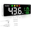 H HOLDPEAK Fonometro 30~130dB 11 Display LCD Digitale Fonometro Professionale a Muro Misuratore di Livello Sonoro Decibel/Temperatura/Umidità con Allarme e USB Cavo per Casa Ufficio Scuola Bar Fabbrica