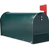 CASSETTE POSTALI ALUBOX ALUBOX Cassetta Posta Americana 22X17X48 Cm Cassetta Postale In Lamiera Zincata Cassetta Postale Da Esterno Formato Rivista Con Bandierina (VERDE)