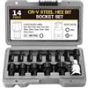SXKBYQ Set di 14 pezzi di Bussole 1/2 con Punte Esagonali, Set Chiavi a Bussola Cricchetto, Bussole Torx Femmina, Inclusi Bussole da 3 a 24 mm, Adatto per Chiavi Elettriche e a Cricchetto