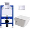 HOROW Taharet - Set completo per WC a parete con doccetta da incasso, WC Taharet con ugello integrato, in materiale HDPE con piastra cromata lucida, acqua fredda/calda, rettangolare