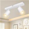 Dehobo Faretti LED Soffitto GU10 Orientabili Bianco, Faretto Interno 2 Luci | Faretti da Soffitto Moderno, Lampadario Faretto da Parete per Camera da Letto Cucina Soggiorno, Senza Lampadina