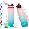 KollyKolla Borraccia 1L, Borraccia Palestra con Indicatore del Tempo, Borracce con Filtro, Bottiglia Acqua Riutilizzabile, senza BPA, A Prova di Perdite, Borracce Sport per Bambini, Adulti, Studenti, Ufficio