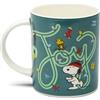 Excelsa Peanuts Shiny & Bright Tazza Mug Natalizia in Porcellana New Bone China, Verde e Bianco, 300ml, 11,5x7,5x10cm, Decorazione Snoopy e Woodstock (1)