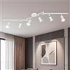 Dehobo Faretti LED Soffitto 6 Luci GU10 Orientabili in Ferro, Bianco | Moderno, 350° Orizzontali e 90° Verticali, Max 50W, Senza Lampadina, Ideale per Cucina, Soggiorno, Camera e Guardaroba