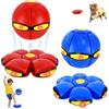 lunule Palla Rimbalzante Magica 2 Pezzi con Led,Giocattolo Trasformabile 2 In 1 Disco Volante E Palla,Gioco Interattivo per Bambini E Cani,Uso Interno Esterno,Rosso Blu