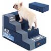 Gardner Pet Scala per Cani Piccola, 4 Gradini, Blu | Spugna ad Alta Densità, Rivestimento Impermeabile, Antiscivolo, Fodera Removibile e Lavabile, Per Letto, Divano, Auto