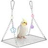 lemgyiamz Trespolo per Pappagalli, Altalena per Pappagalli in Acciaio Inox, Giochi per Pappagalli 28x18cm, Hamak Reticolato Sospeso per Gabbia Uccelli, Posatoio per Pappagalli e Uccelli