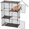 VEVOR Gabbia Metallica per Gatti a 3 Livelli 71,1x35,5x104,1cm, Box | Smontabile Colore Nero, Uso Interno Ampio Spazio per Esercizio Adatto a 1-2 Gatti Conigli Cuccioli Furetti e Piccoli Animali