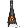 Relaxdays Stufa da Esterno con Parascintille, Caminetto Decorativo, da Giardino, a Legna, HxD 120 x 45 cm, Acciaio, Nera